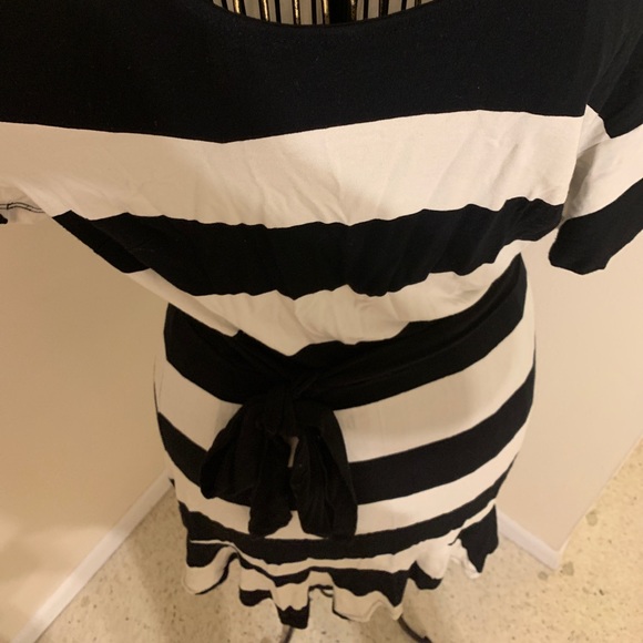 🔥 Closet Sale! LOFT Fit & Flare Mini Dress Nautical Navy & White Stripes - Picture 7 of 8